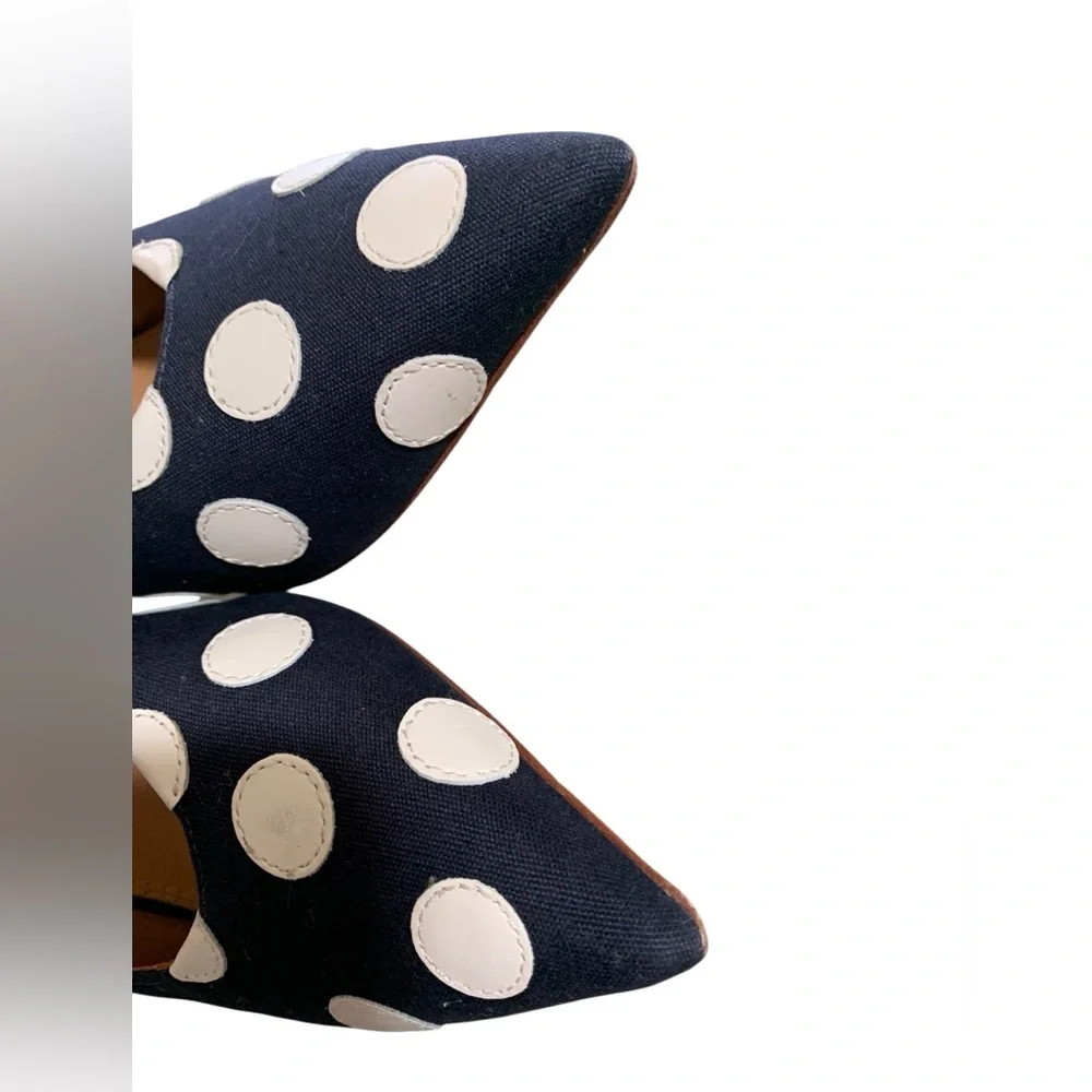 Tory Burch Navy and White Spenser Polka Dot Heels